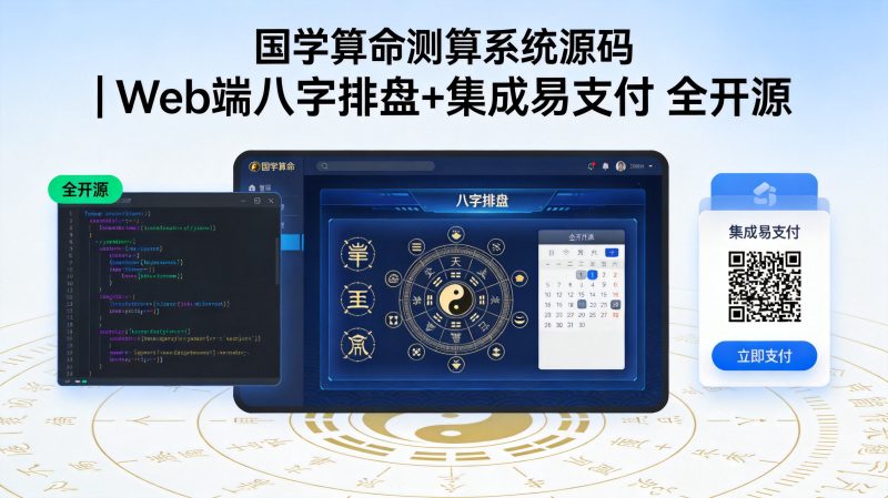 国学算命测算系统源码 | Web端八字排盘+集成易支付 全开源-轩逸博客